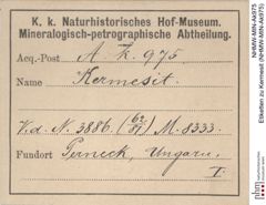 Etiketten zu Kermesit (NHMW-MIN-Ak975)